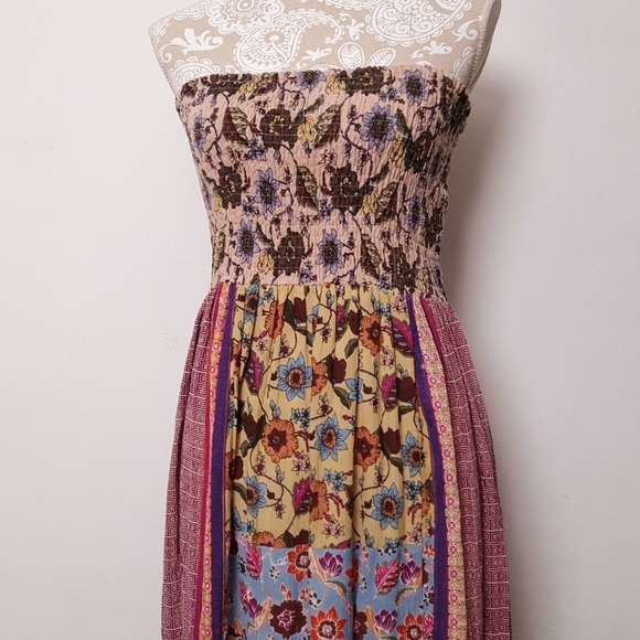 Raga Printed Strapless Maxi Tube Dress Boho Multi Floral Women's Size L - Picture 3 of 16